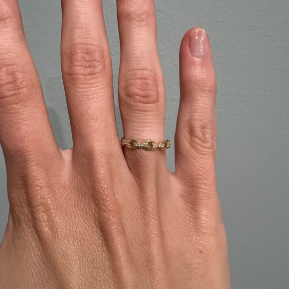 14K Cable Chain Link Diamond Ring Size 4.75 - Picture 3 of 3